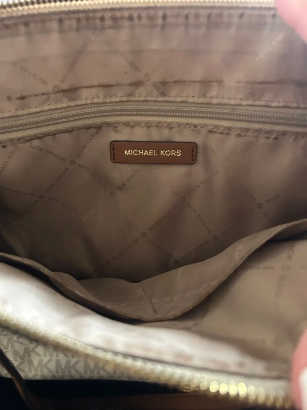 Michael Kors Charlotte Leather Top Zip Bag in Vanilla w/ Goldtone Hardware